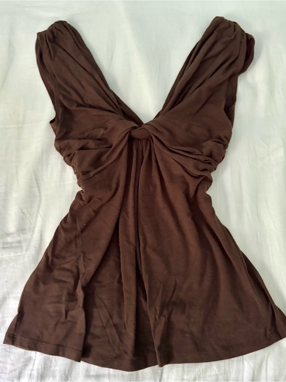 Brown Twist-Front Sleeveless Top